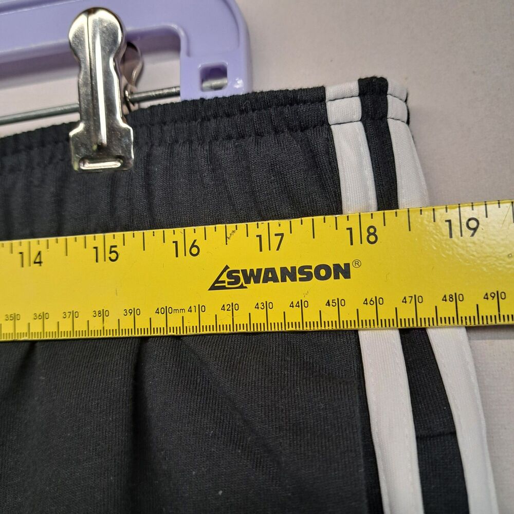 Adidas Track Pants Mens  XL Black  White 3 Stripes Warm Up Straight Leg Gym - Picture 9 of 10